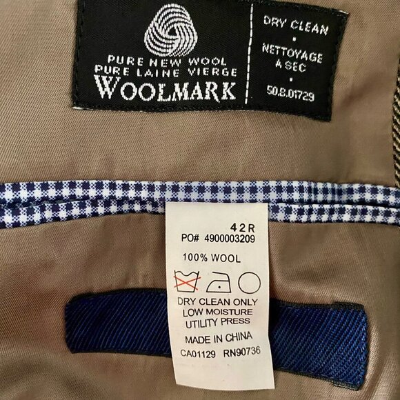 Izod Men's Brown Wool Blazer Jacket Two-Button Notch Lapel 42R - Picture 6 of 8